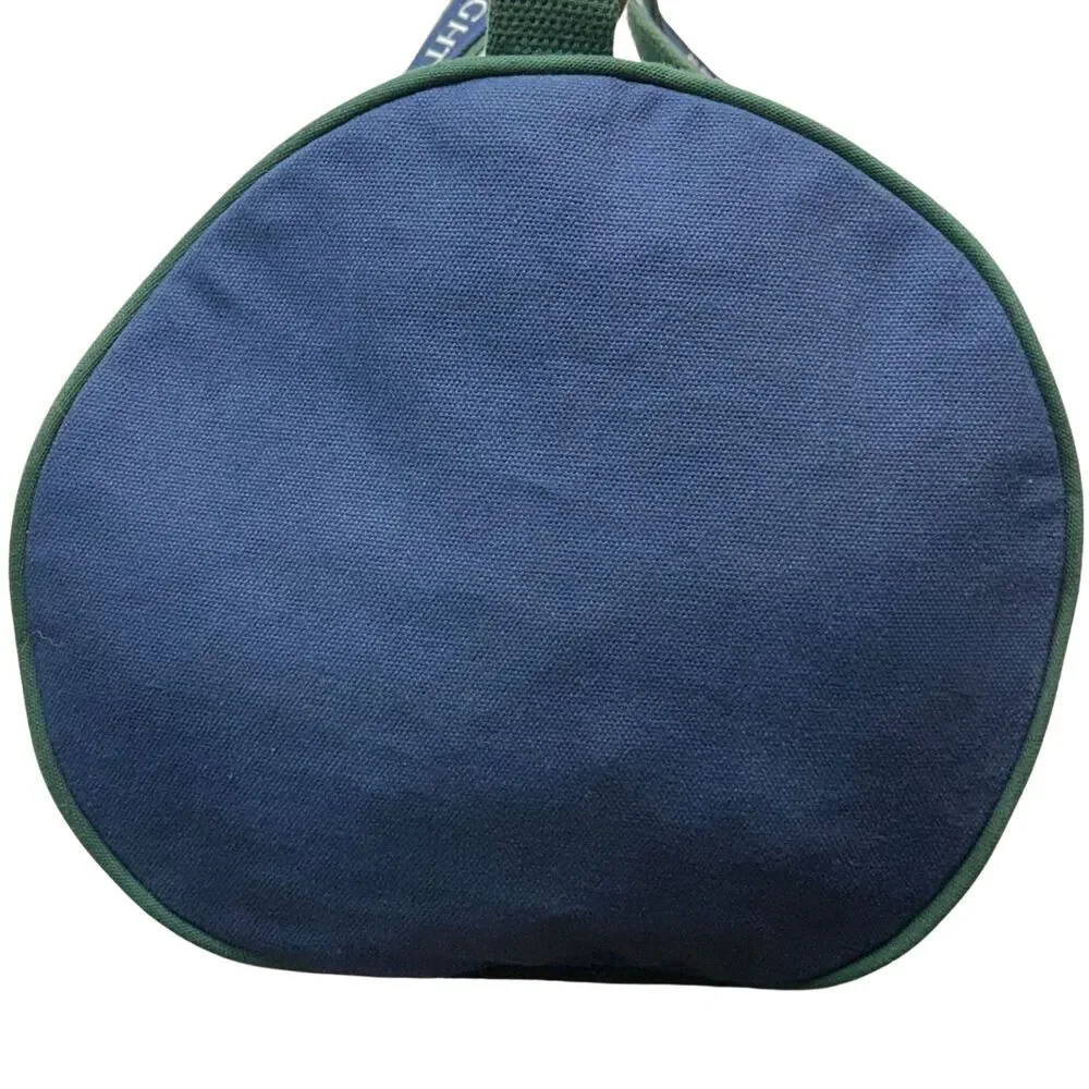 Canvas Duffle Bankers Bag Brightwood Company Logo Blue & Green 22 in x 11 in